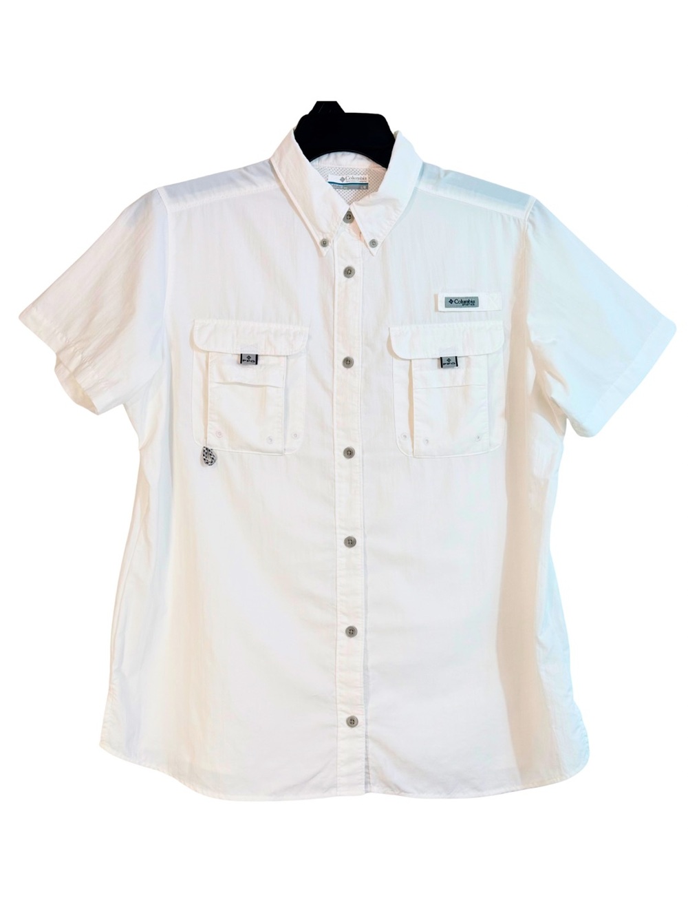 Columbia PFG White Vented Fishing Shirt Large
